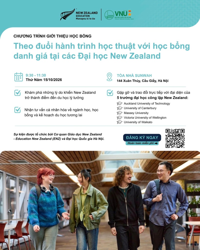 Poster Chương trình giới thiệu học bổng du học New Zealand tại ĐHQGHN